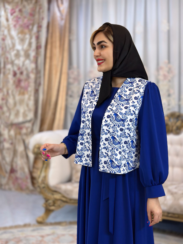 جلیقه زنانه کرپ مازراتی طرح سیمرغ