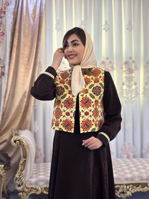 جلیقه زنانه کرپ مازراتی طرح گلنار