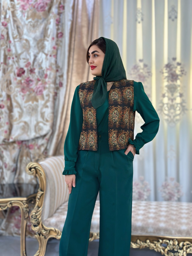 جلیقه زنانه کرپ مازراتی طرح میراث