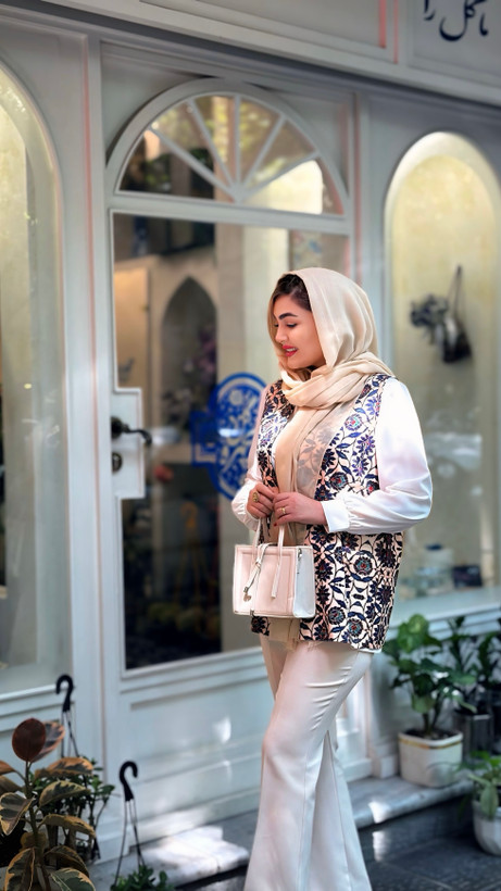 وست زنانه کرپ مازراتی طرح کاشی سنتی
