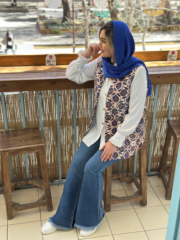 وست زنانه کرپ مازراتی طرح کاشی سنتی