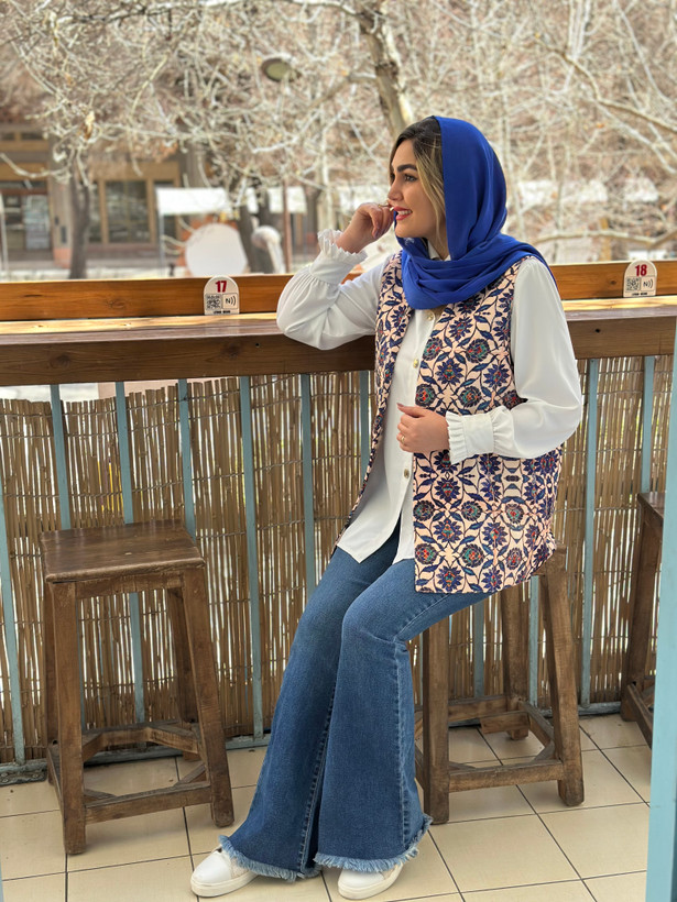 وست زنانه کرپ مازراتی طرح کاشی سنتی