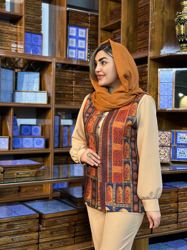 وست زنانه کرپ مازراتی طرح محفل کد ۱۰۲