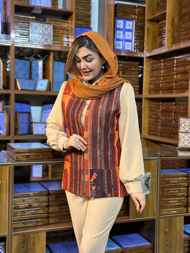 وست زنانه کرپ مازراتی طرح محفل کد ۱۰۳